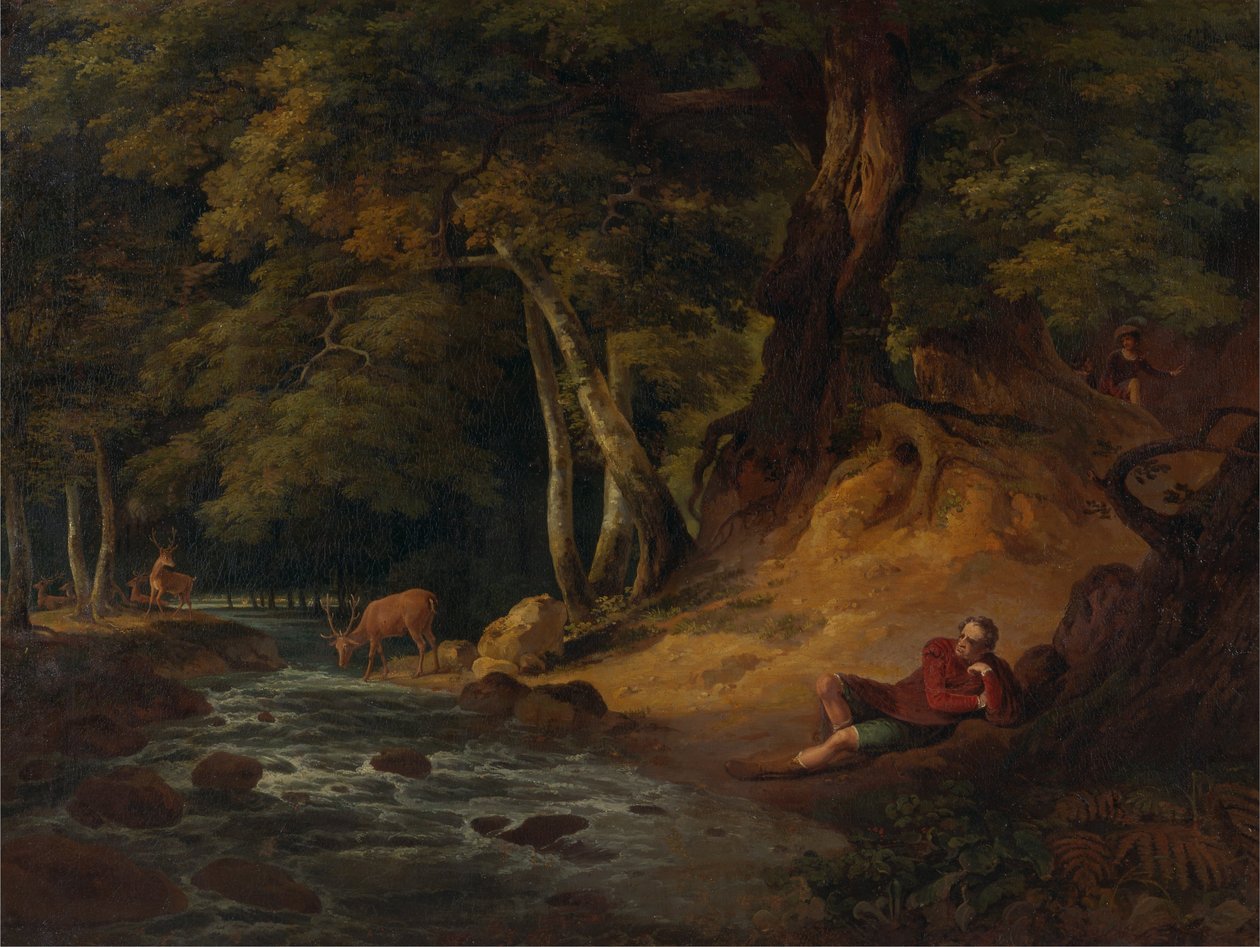 Jacques og den sårede hjort: Som du kan lide det, akt II, scene I af William Hodges