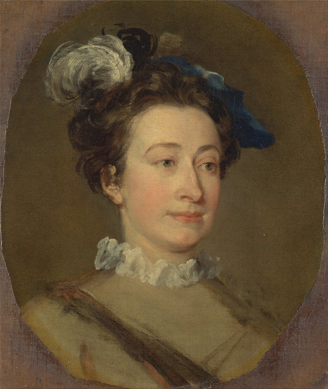 Pige i en plumed hat af William Hogarth