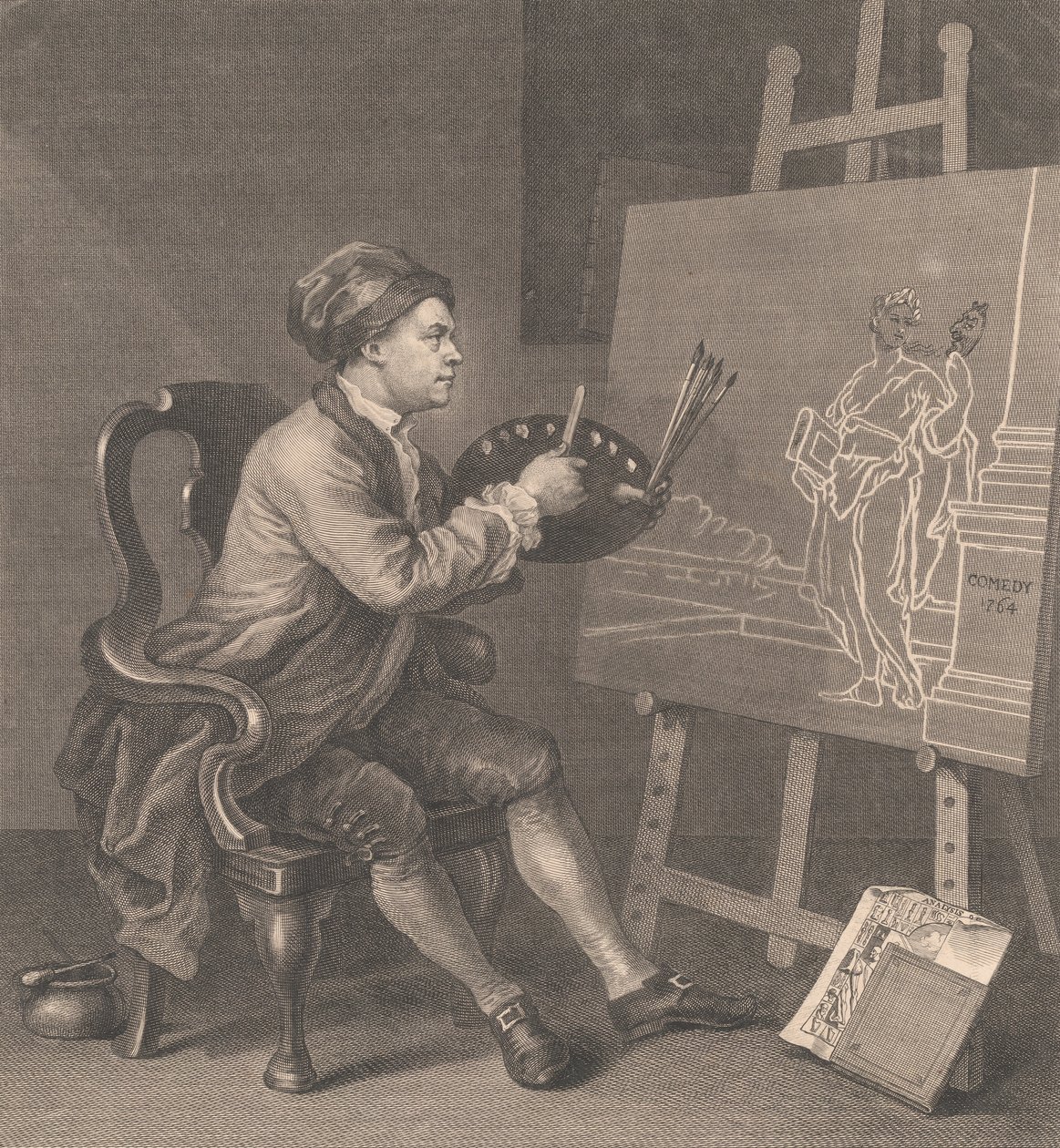 Hogarth maler den komiske muse af William Hogarth