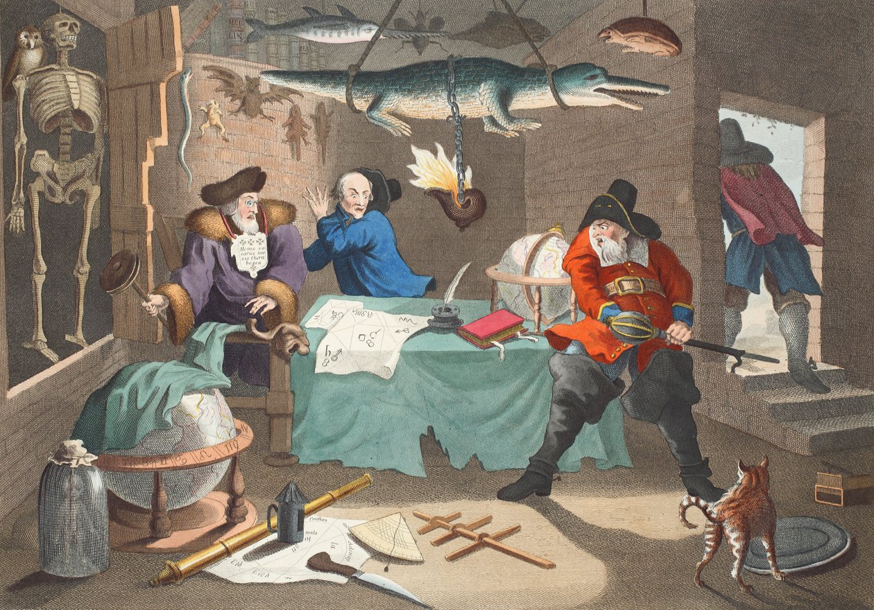 Hudibras slår Sidrophel og hans mand Whachum, fra "Hudibras" af Samuel Butler, illustration fra "Hogarth Restored: The Whole Works of the celebrated William Hogarth, re-engraved by Thomas Cook", udgivet af Thomas Cook af William Hogarth