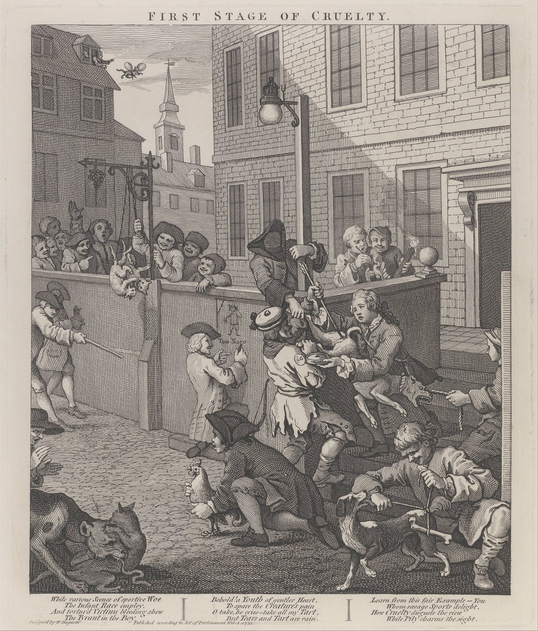 Den første fase af grusomhed- børn, der torturerer dyr af William Hogarth