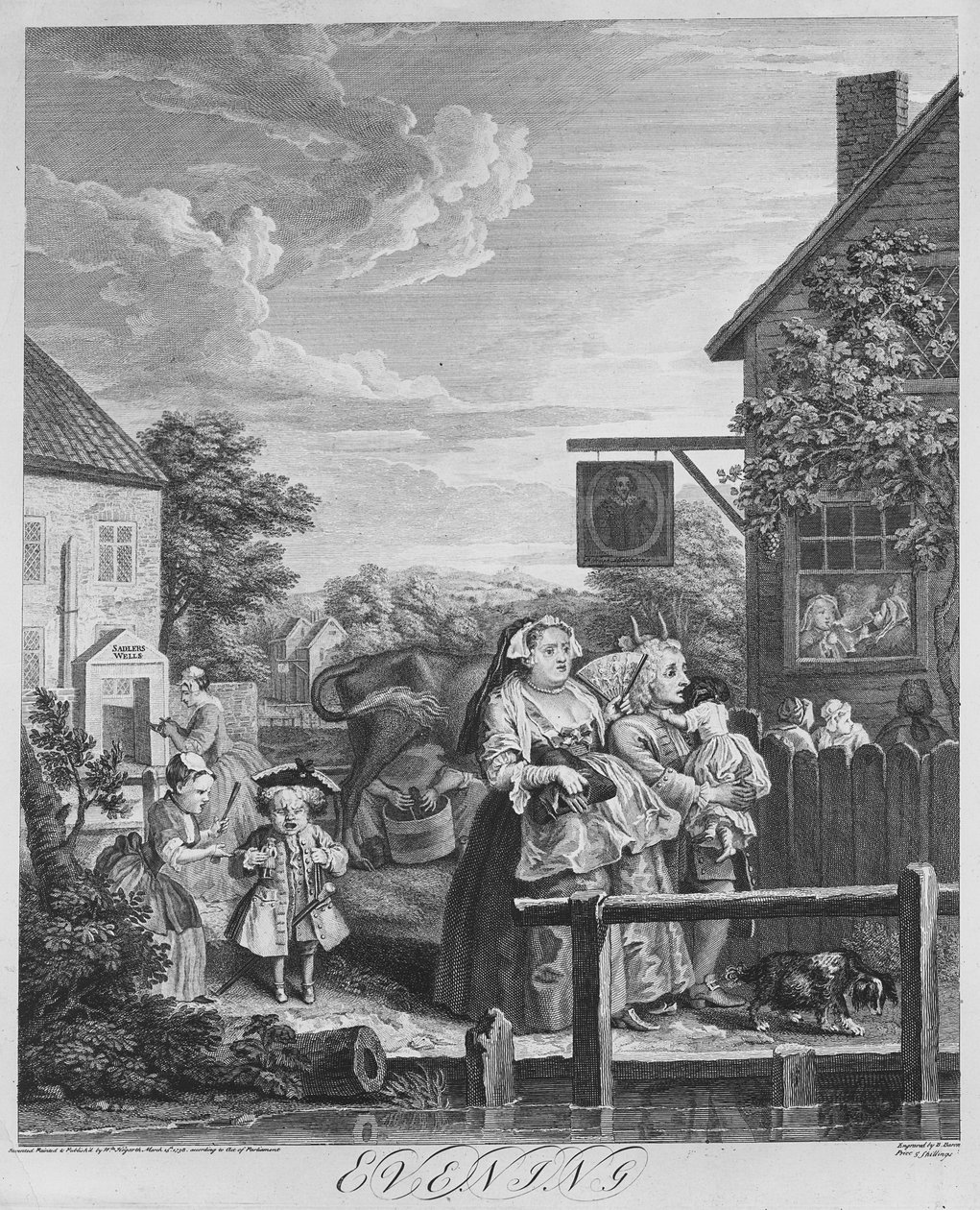 Tider på dagen, aften, 1738 af William Hogarth