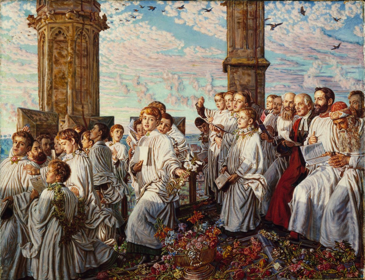 Maj morgen på Magdalen College, Oxford, gammel årlig ceremoni af William Holman Hunt