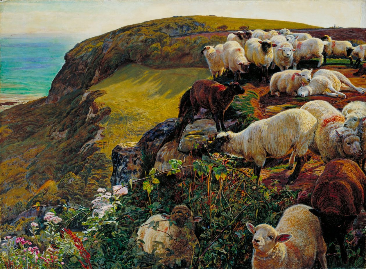 Vores engelske kyster, 1852 (`Strayed Sheep) af William Holman Hunt