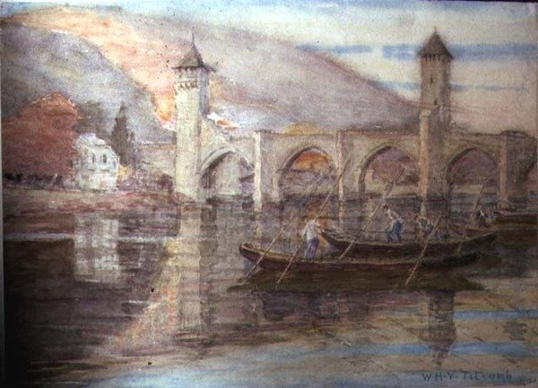 Pont Valentre, Cahors (wc på papir) af William Holt Yates Titcomb