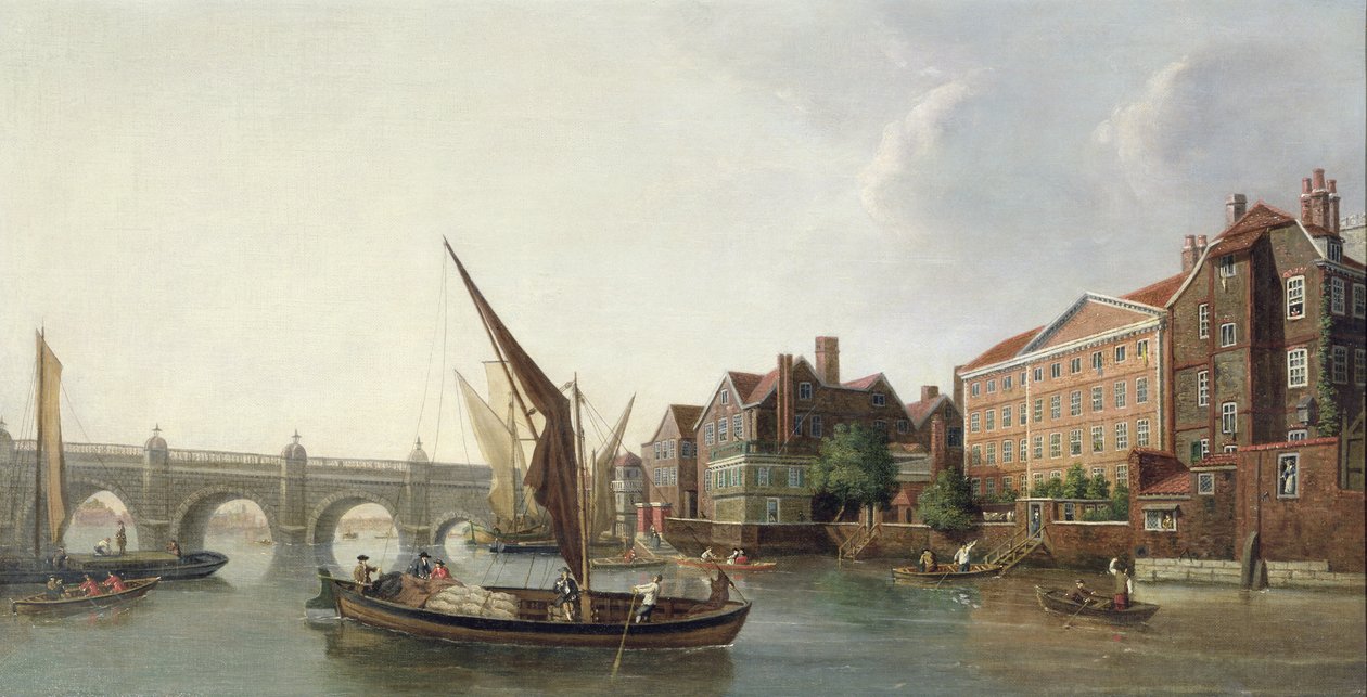 Udsigt over Old Westminster Bridge, London af William James