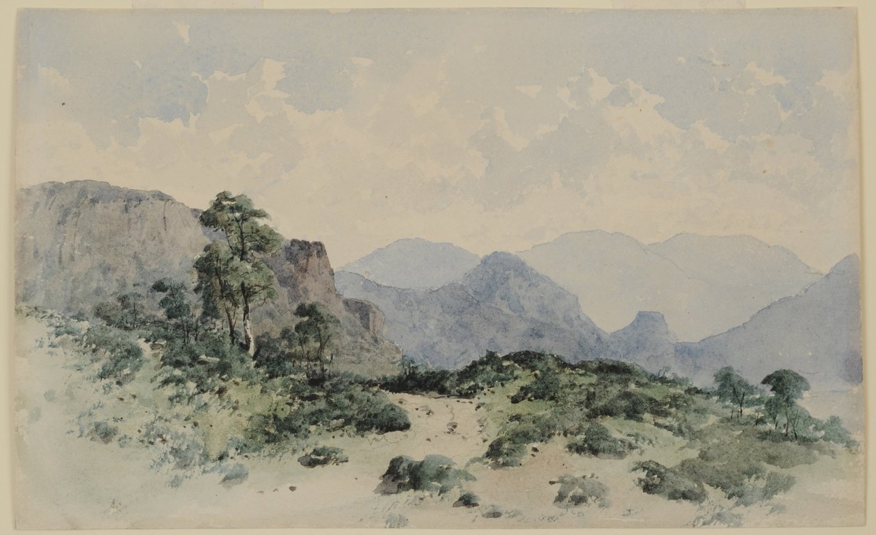 Lake District Fells, Borrowdale, 1840-58 (wc på papir) af William James Blacklock