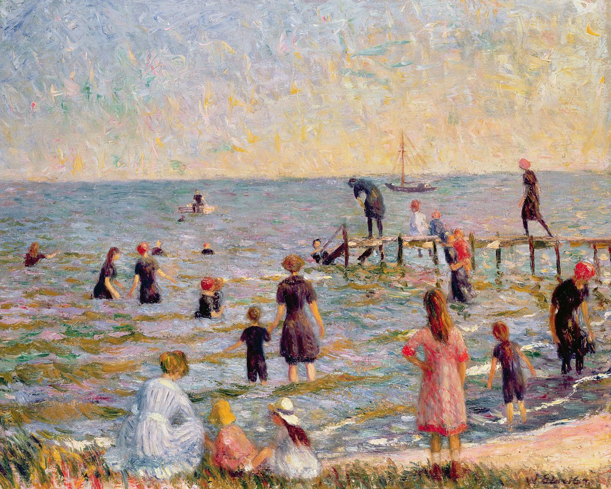 Badning i Bellport, Long Island, 1912 af William James Glackens