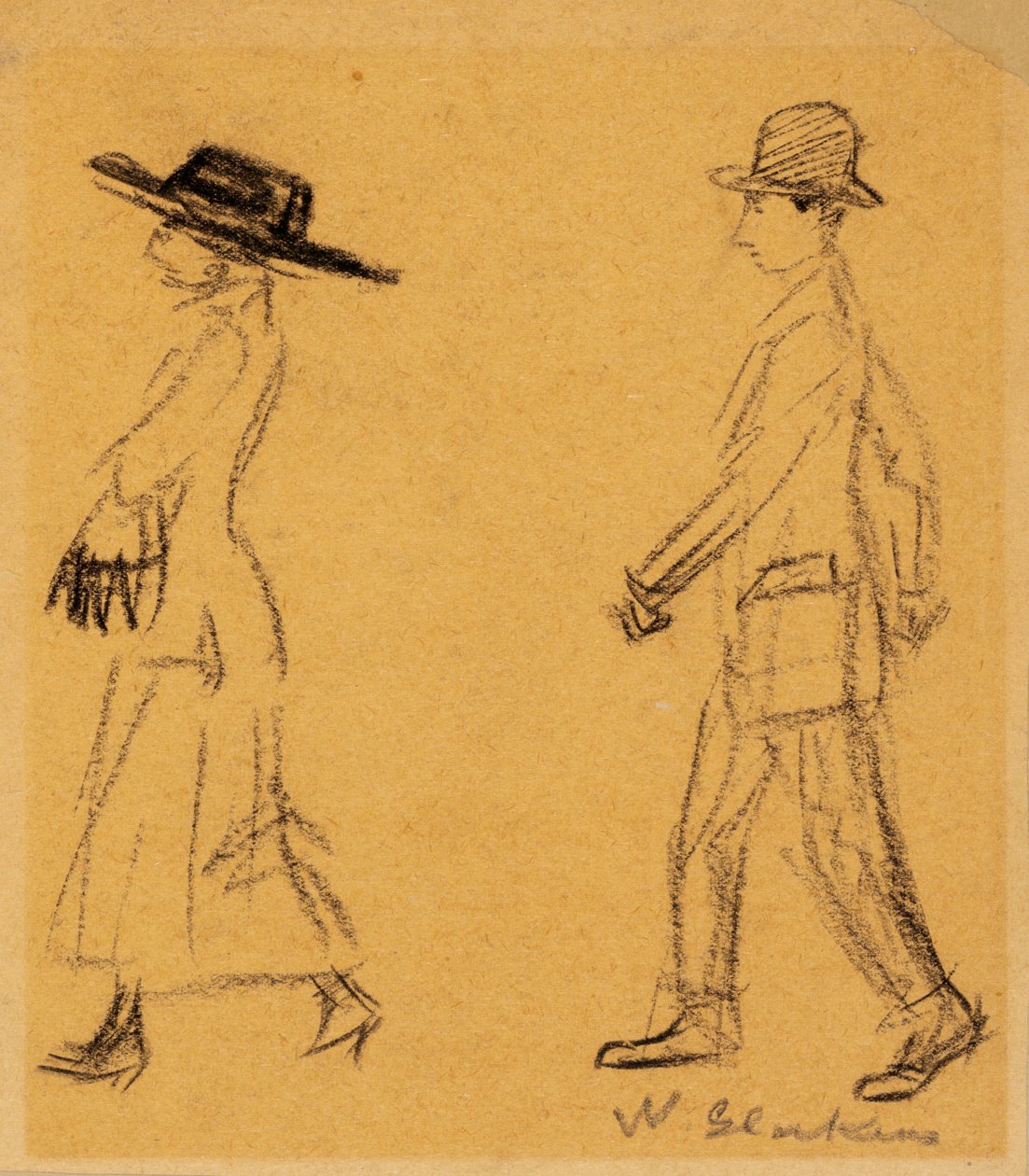 Mand følger kvinde (kul på papir) af William James Glackens