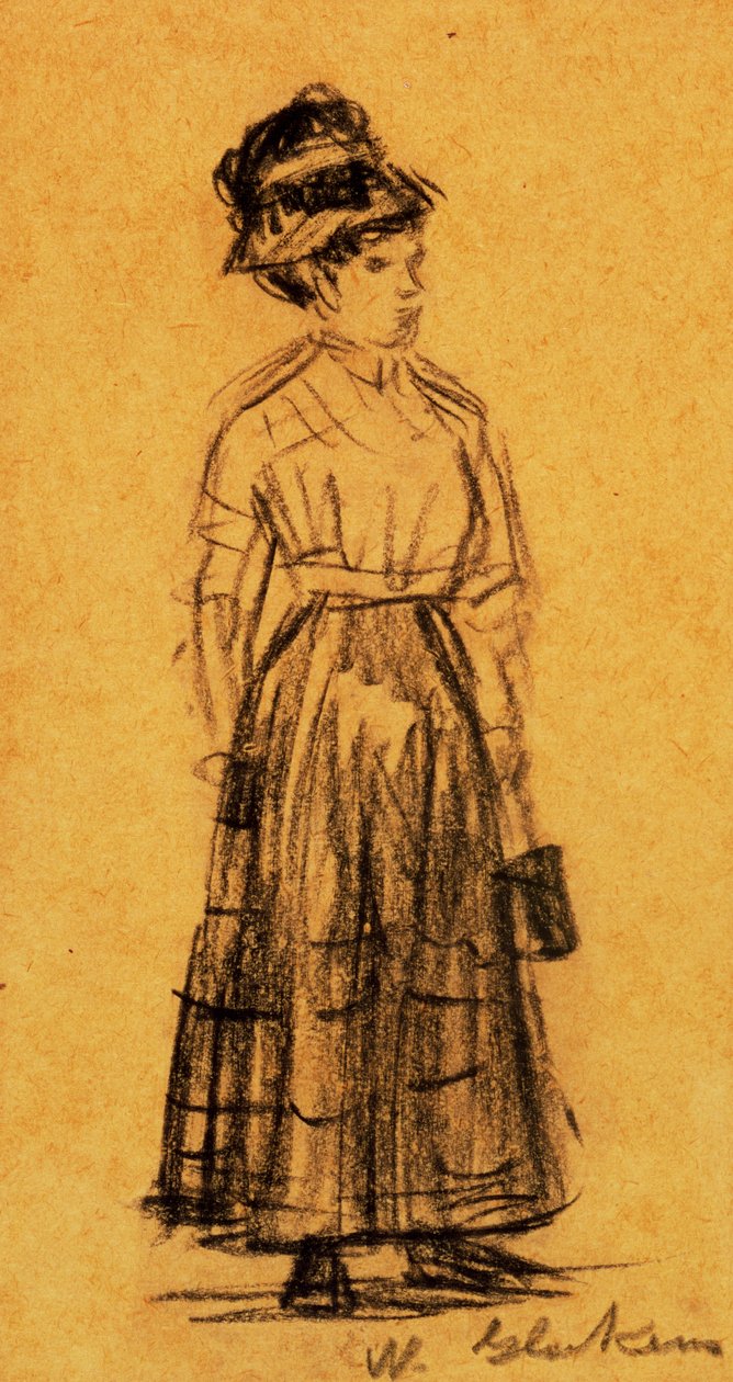 Kvinde i sort hat og sort nederdel af William James Glackens