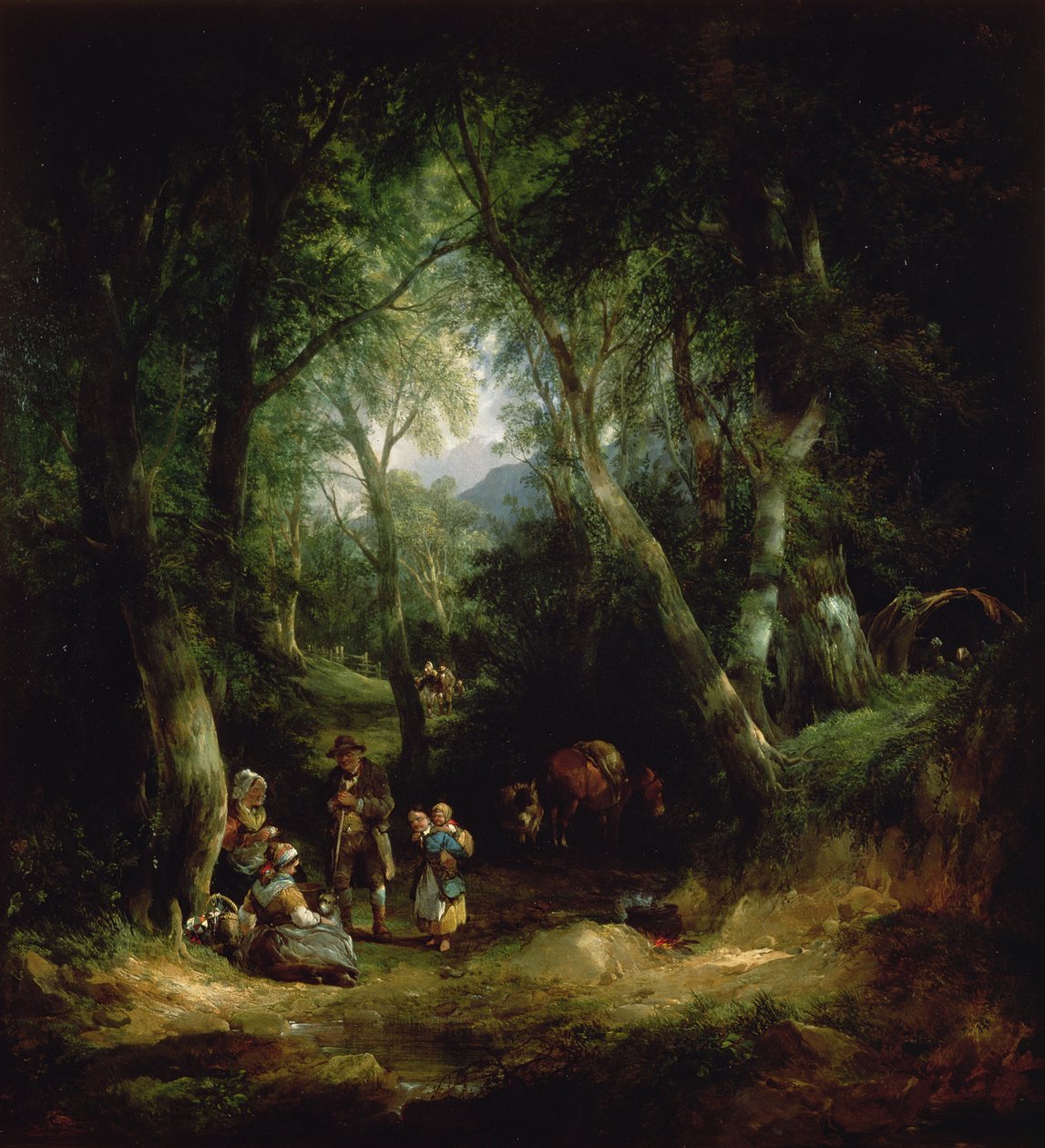 Gypsy Campment i New Forest, 1800-tallet af William Joseph Shayer