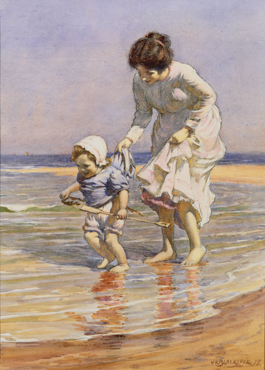 Padling, 1915 (wc og blyant på papir) af William Kay Blacklock