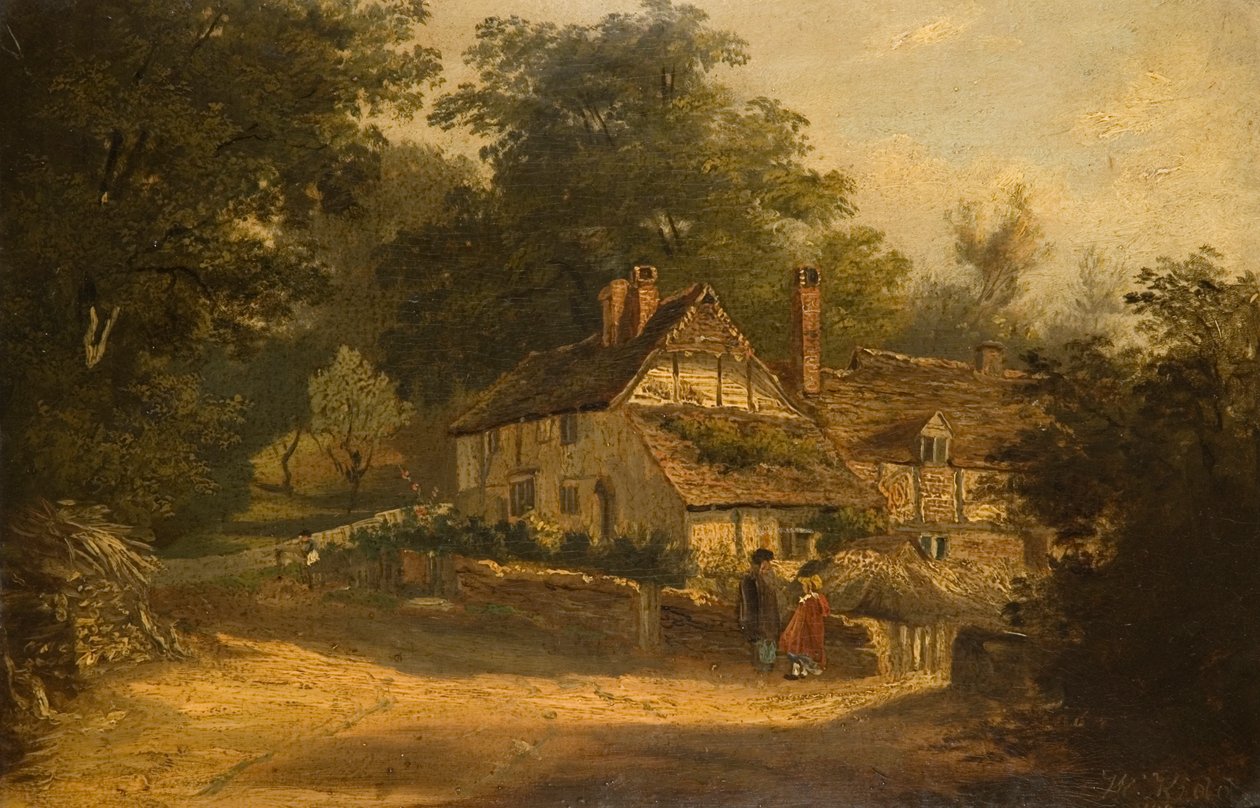 Gamle hytter i Petersfield, 1820 af William Kidd