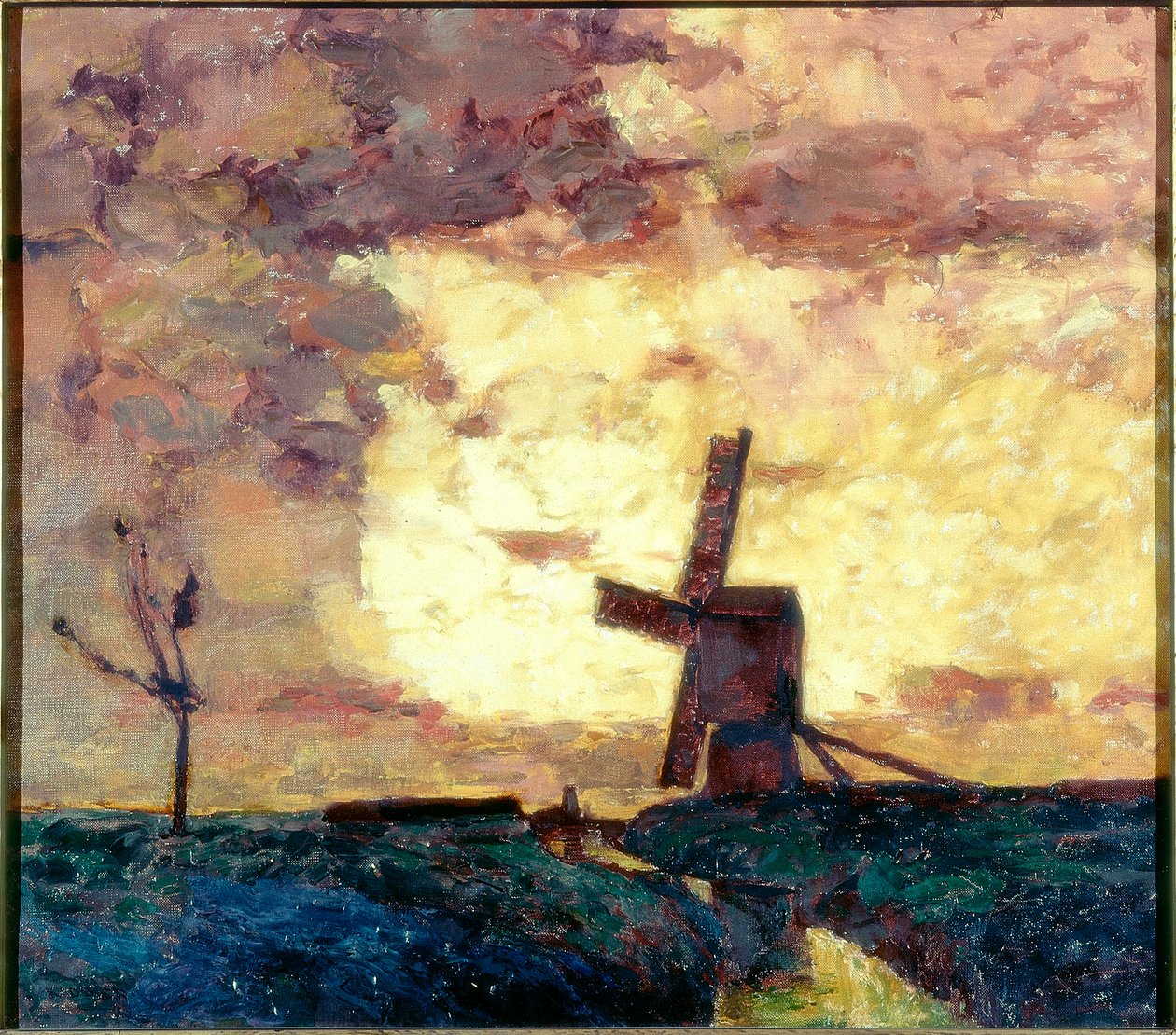 Vindmølle og dige af William Kiddier