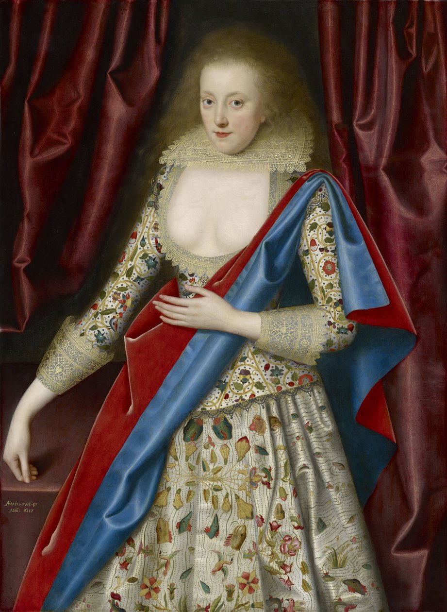 Portræt af en dame i maskeringskjole, muligvis Jane, Lady Thornhagh af William Larkin