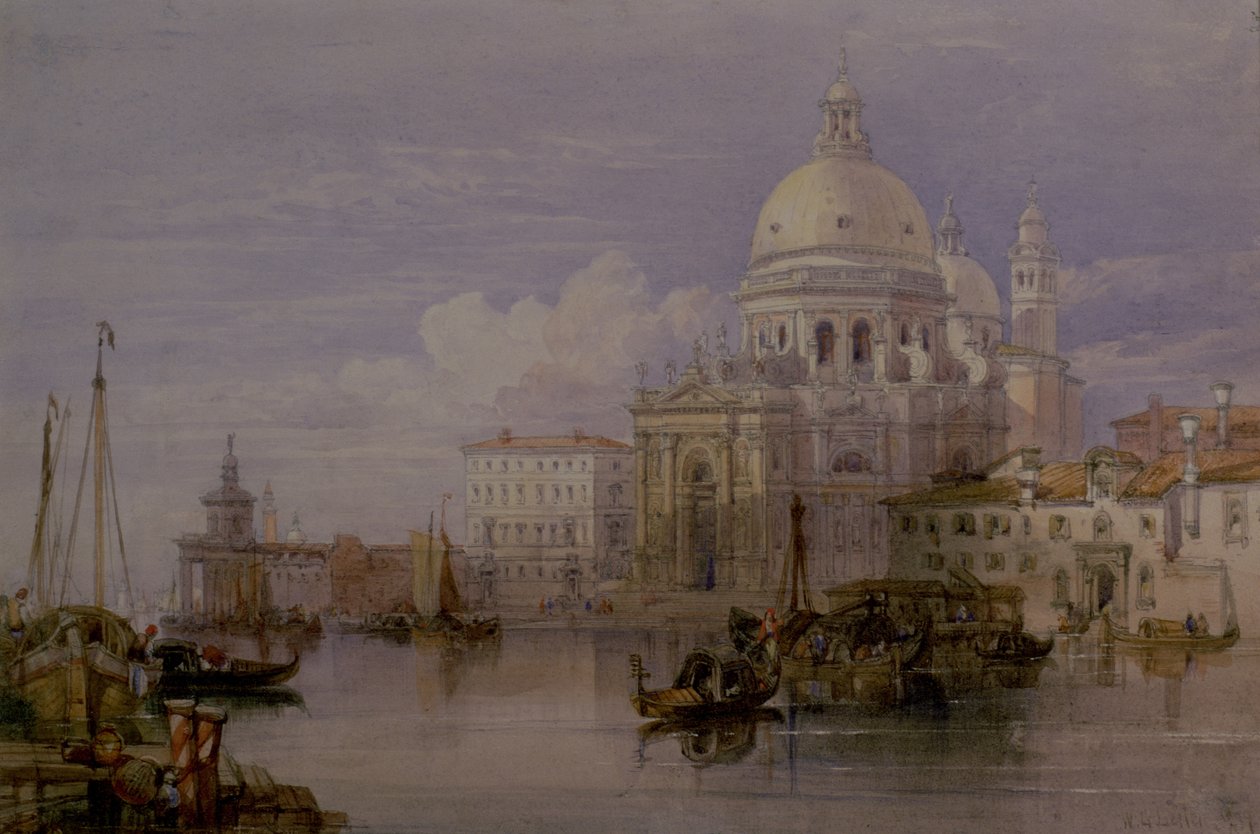 Santa Maria della Salute fra Canal Grande, Venedig, 1800-tallet (akvarel) af William Leighton Leitch