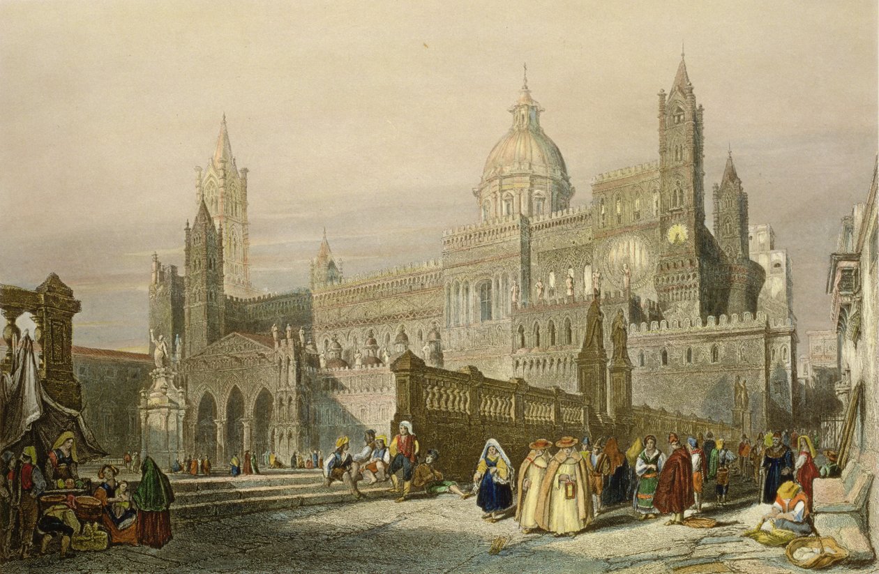 Katedralen i Palermo, Sicilien, indgraveret af John Le Keux (1783-1846) ca. 1840 af William Leighton Leitch