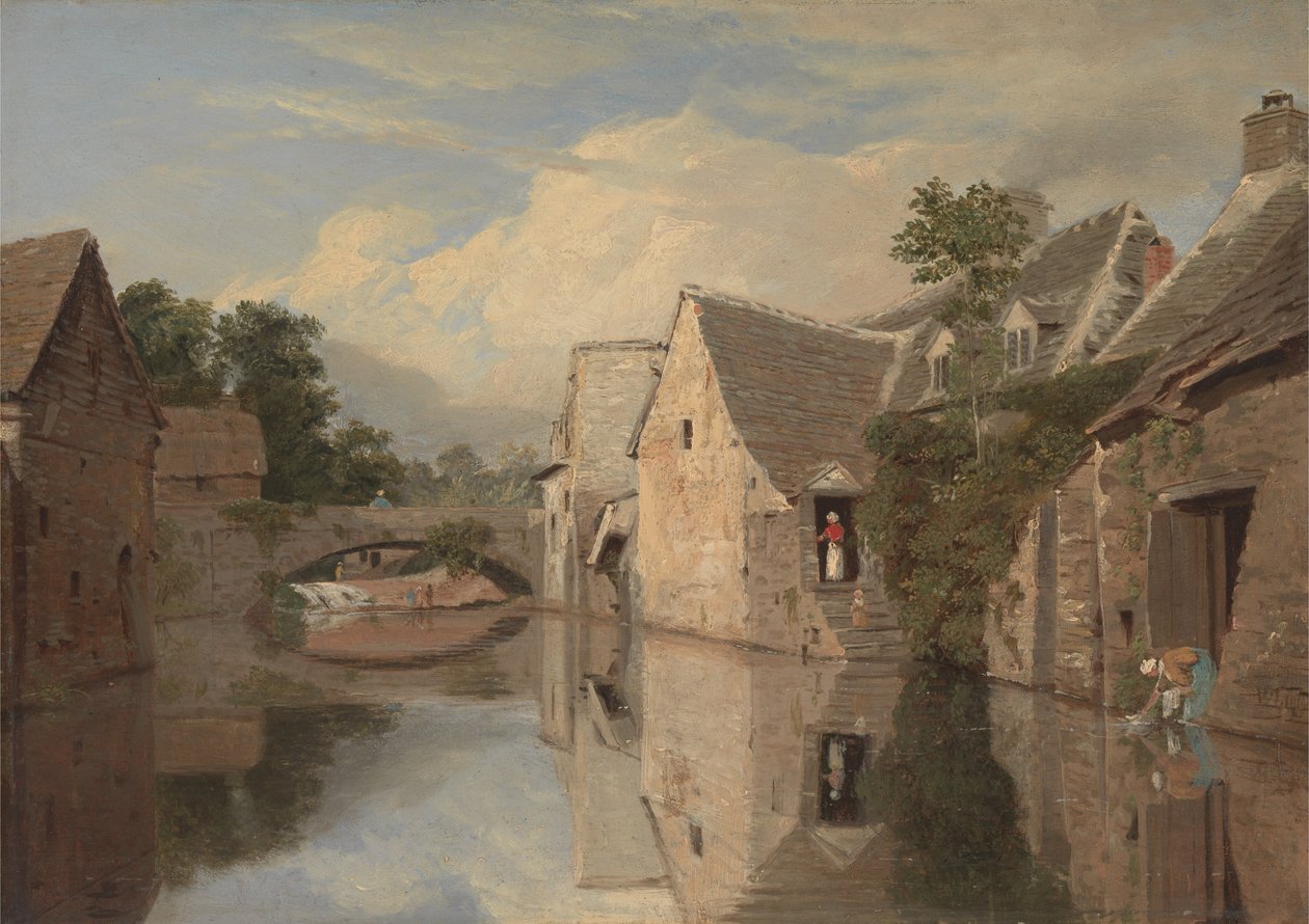 Sommerhuse ved en flod af William Linton