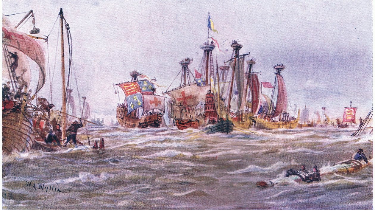 Slaget ved Sluys 1340 e.Kr., 1915 af William Lionel Wyllie