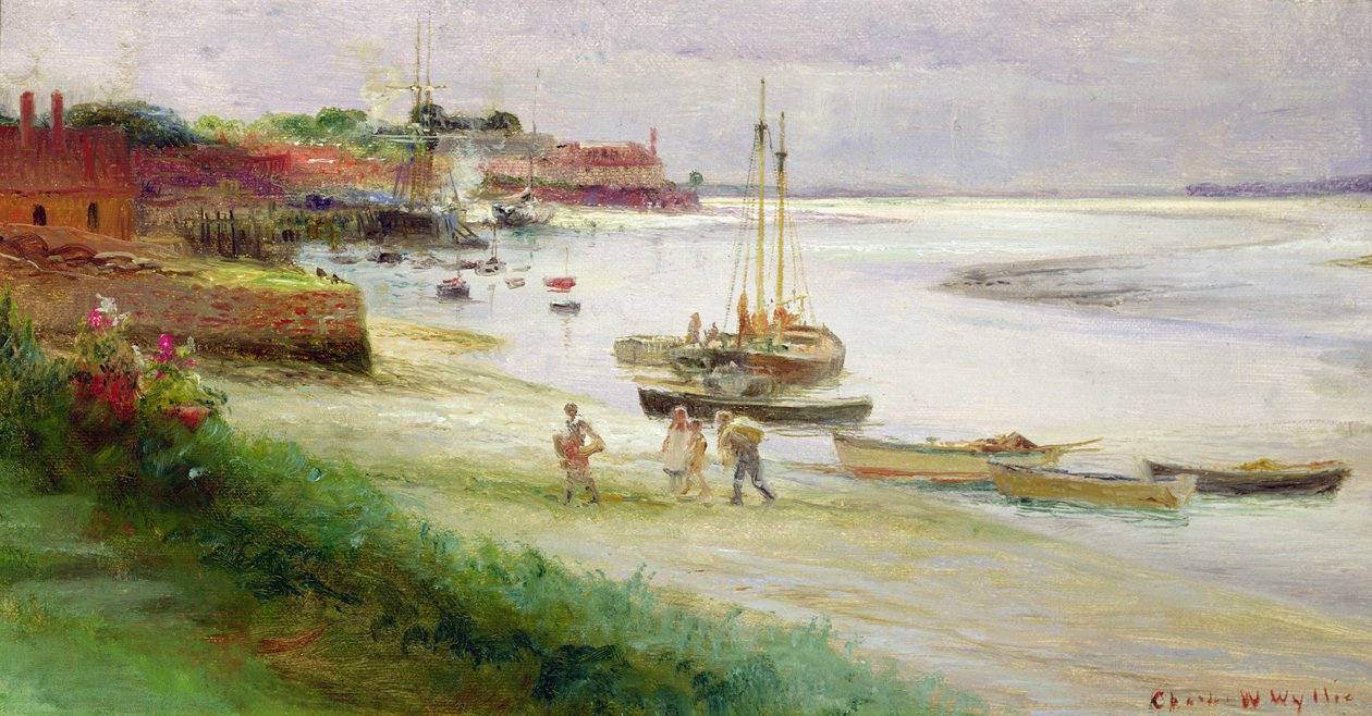 Familie går i land ved lavvande af William Lionel Wyllie