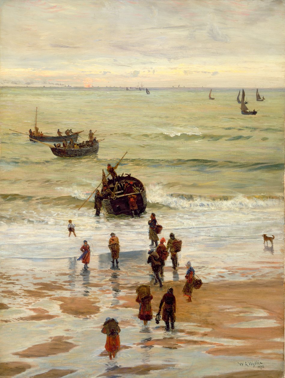 Fiskerbåde på vej ud fra Portel, 1872 af William Lionel Wyllie