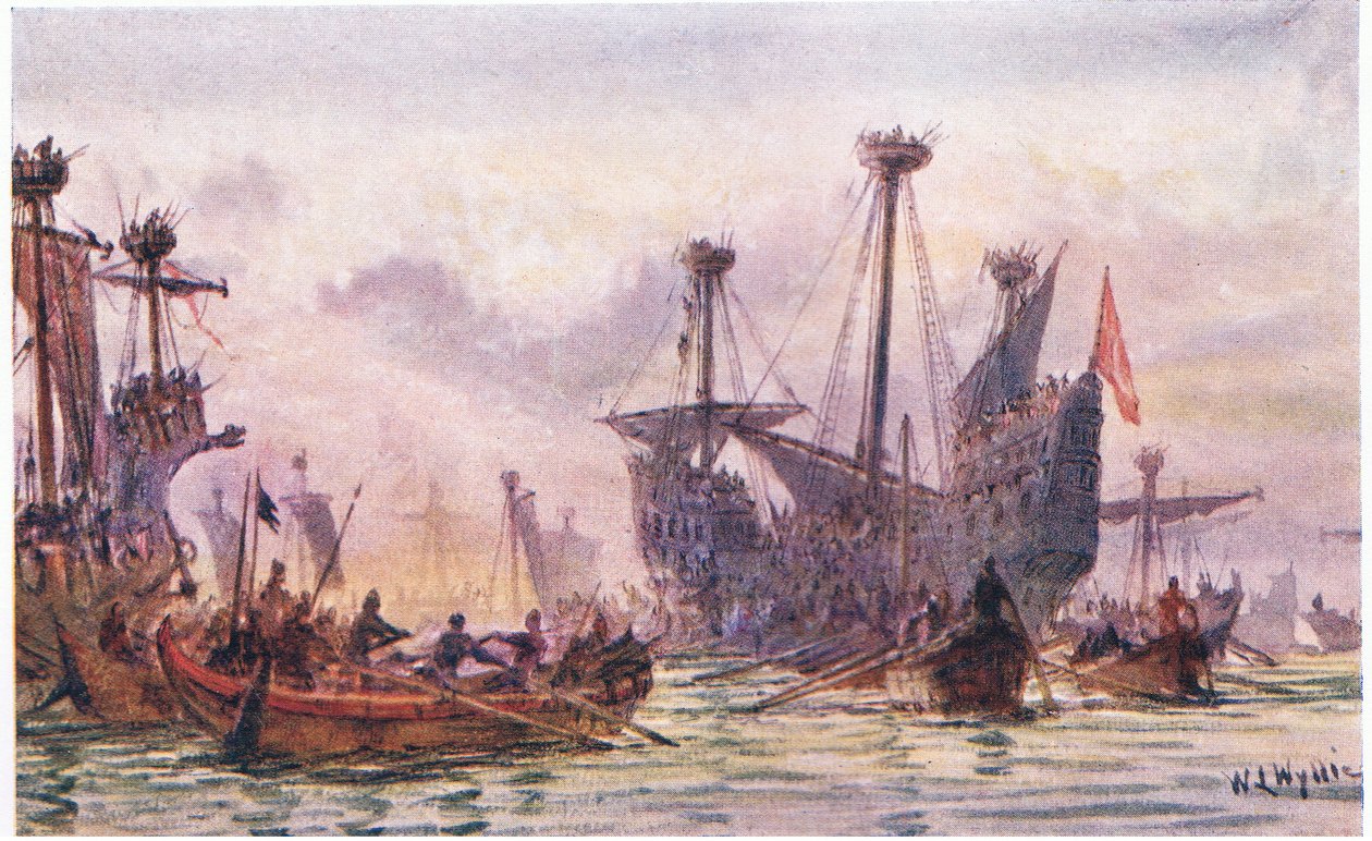 Richard I i aktion med det saracenske skib, 1915 af William Lionel Wyllie