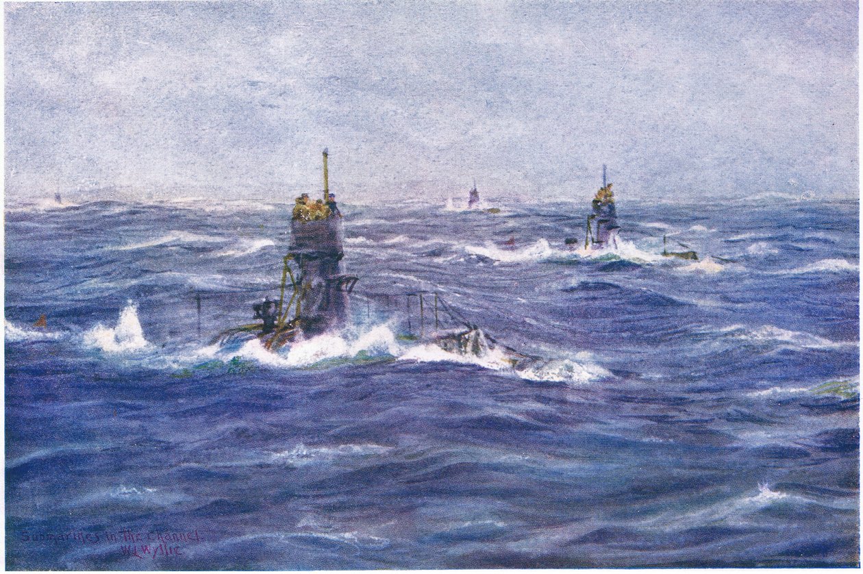 Ubåde i kanalen, 1915 af William Lionel Wyllie