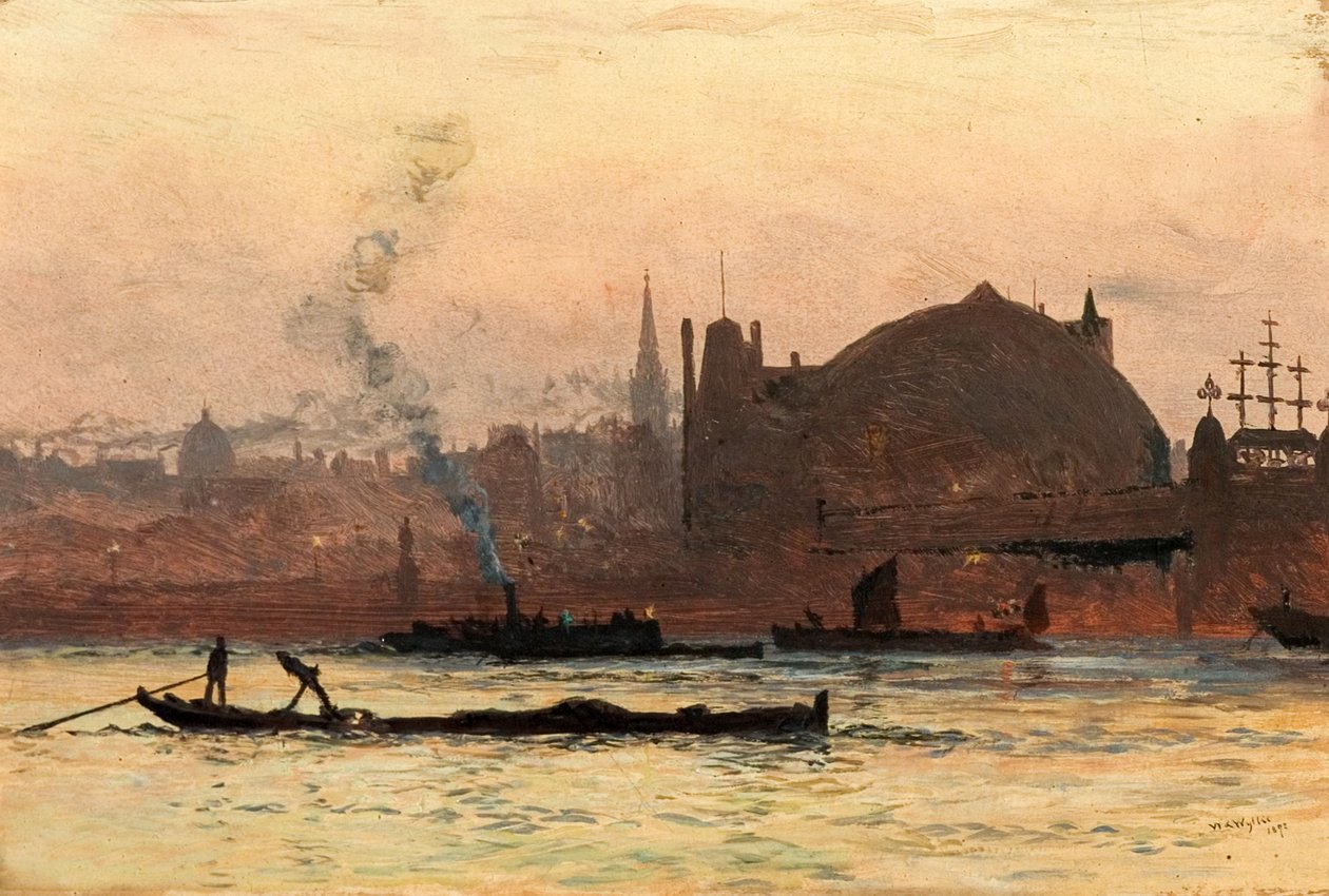 Themsen nær Charing Cross, London, 1892 af William Lionel Wyllie