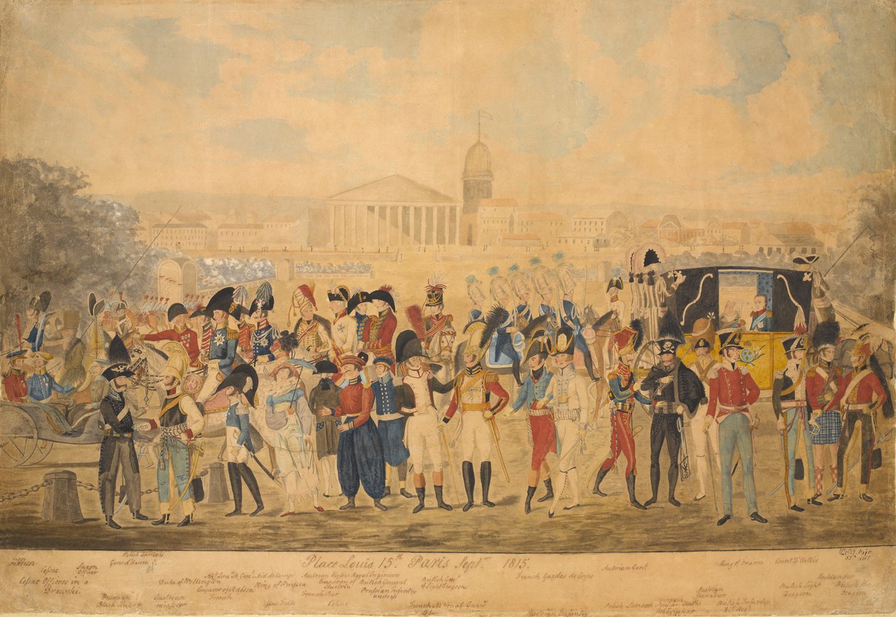 Place Louis XV, Paris, september 1815 (wc på papir) af William Loftie