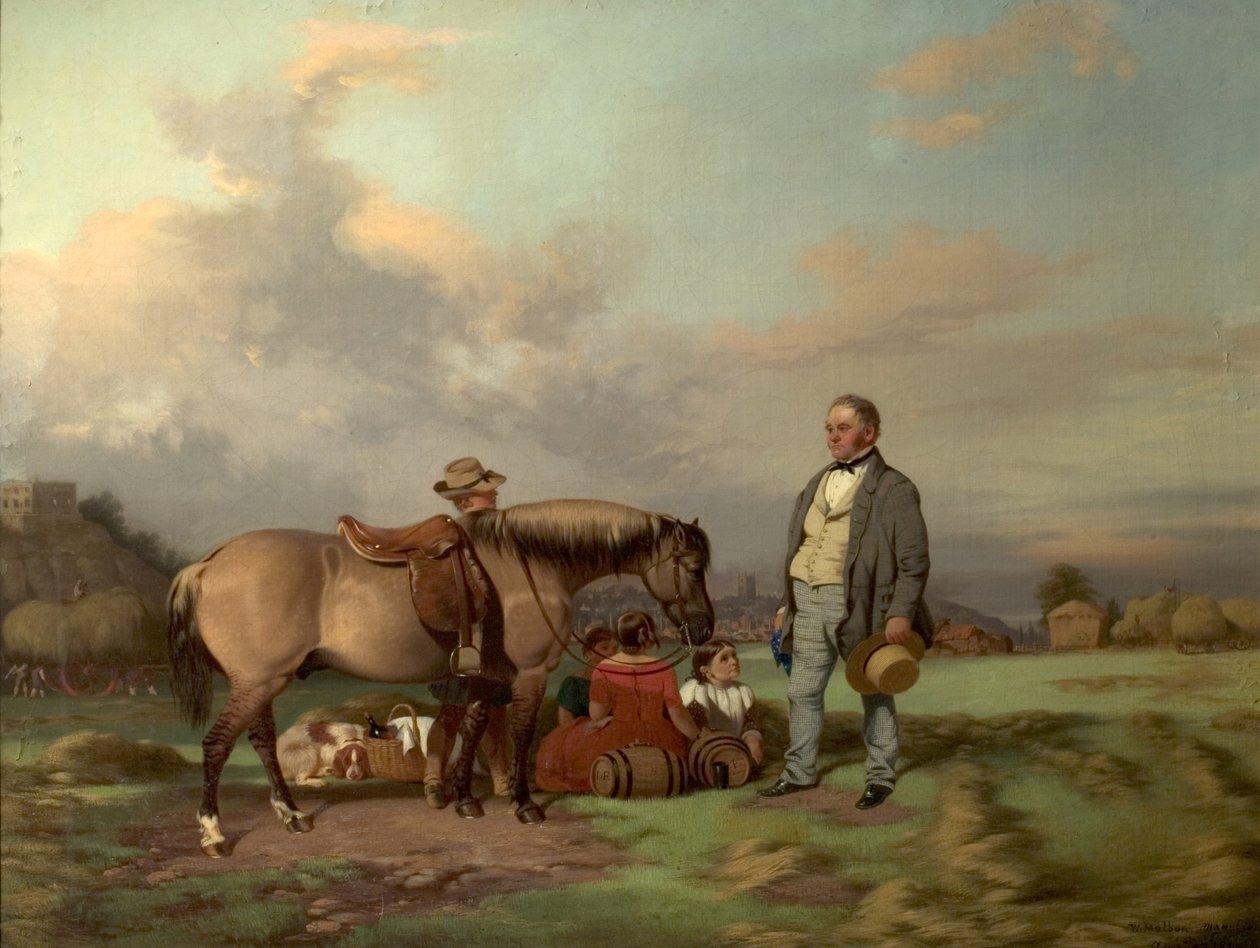 Joseph Fenton med sin familie på Meadows, Nottingham, 1840 af William Malbon