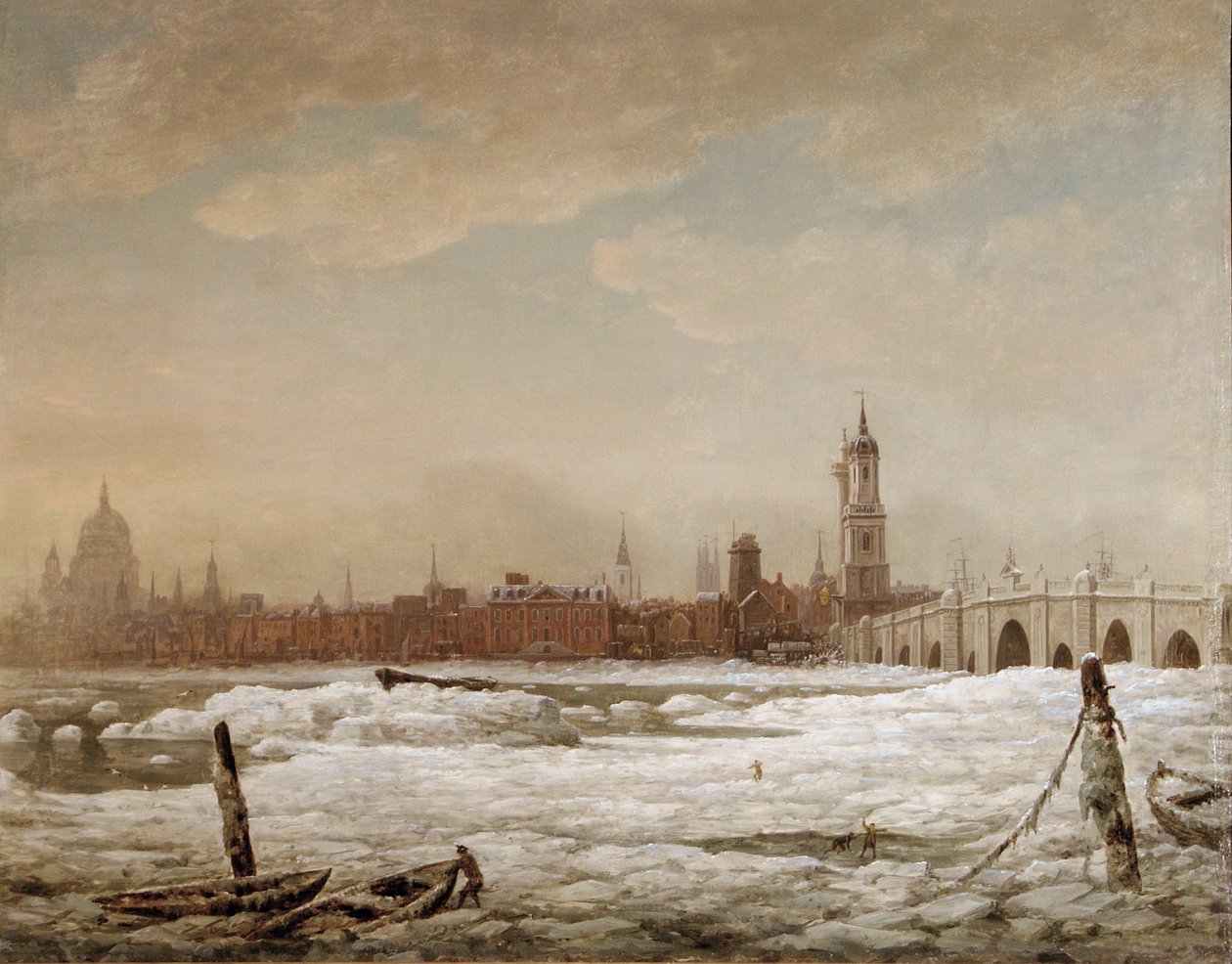 London Bridge i den store frost i 1776, 1776 af William Marlow