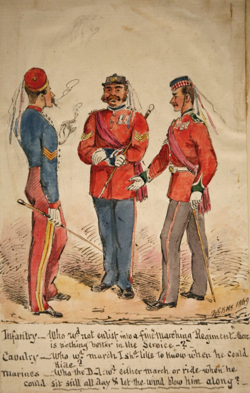 Diskussion om infanteri, kavaleri og marinesoldater, 1869 af William Masters