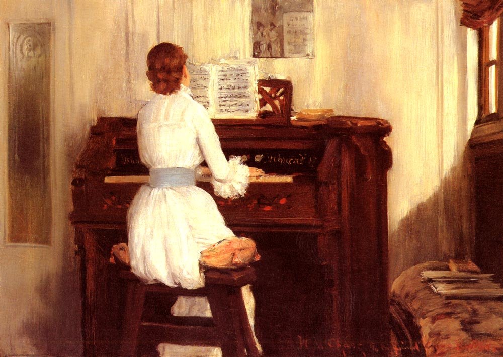 Fru Meigs ved klaverorglet af William Merritt Chase