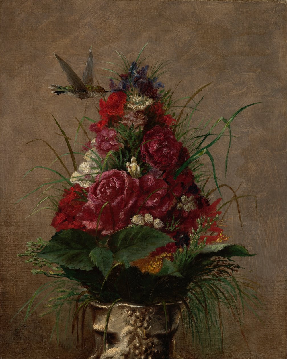 Stilleben med kolibri af William Merritt Chase