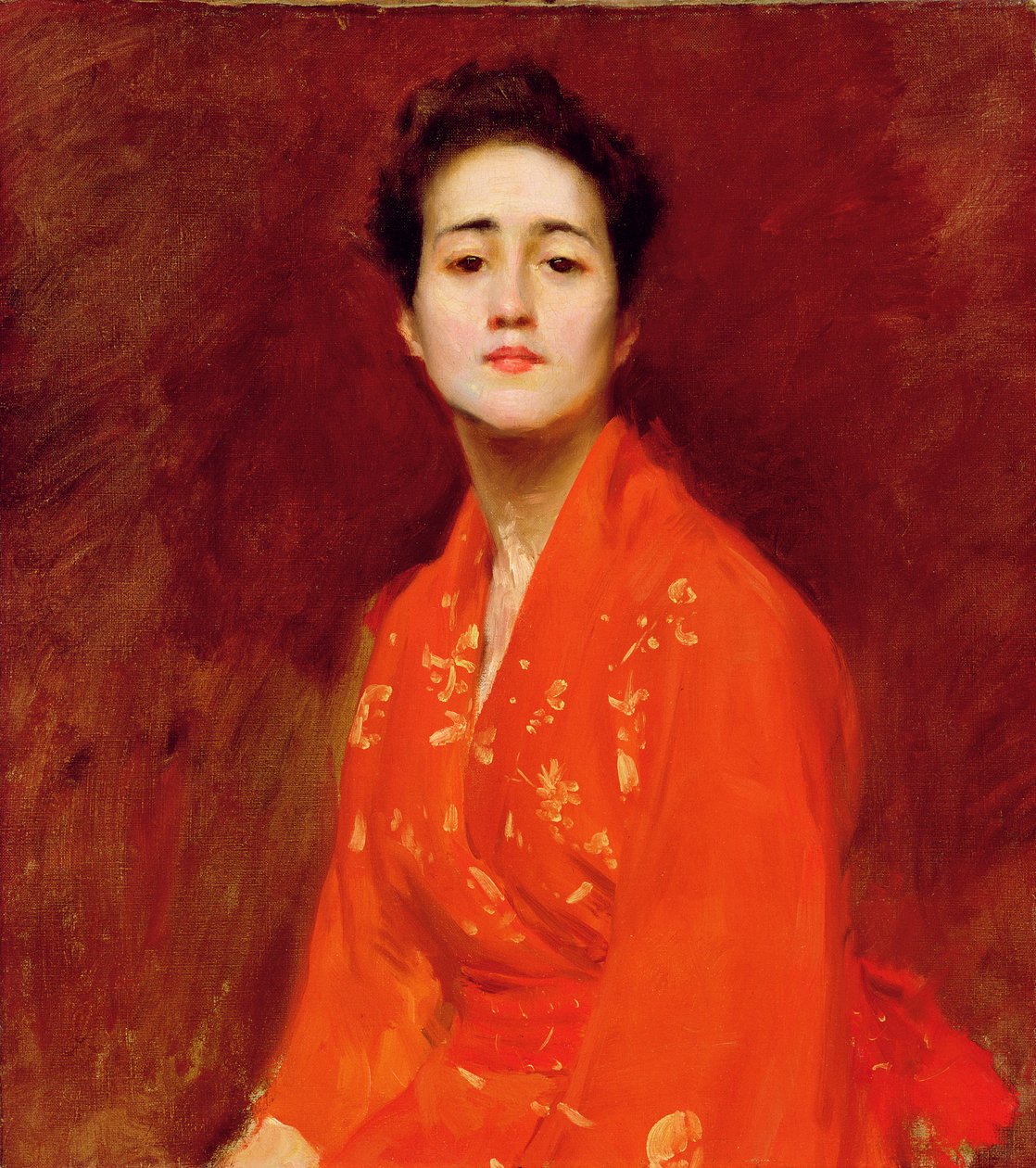Studie af pige i japansk kjole, 1895 af William Merritt Chase