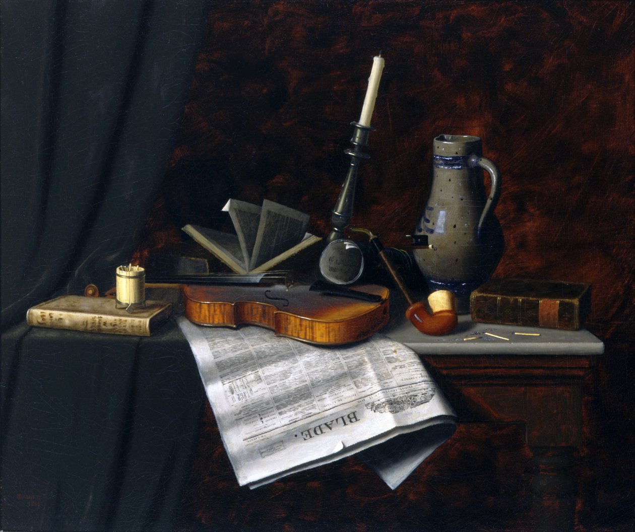 Stilleben med Toledo -bladet af William Michael Harnett