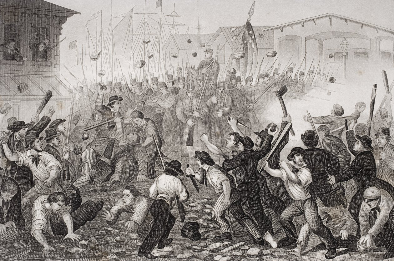 Angreb på Massachusetts 6. i Baltimore, Maryland, 19. april 1861 af William Momberger