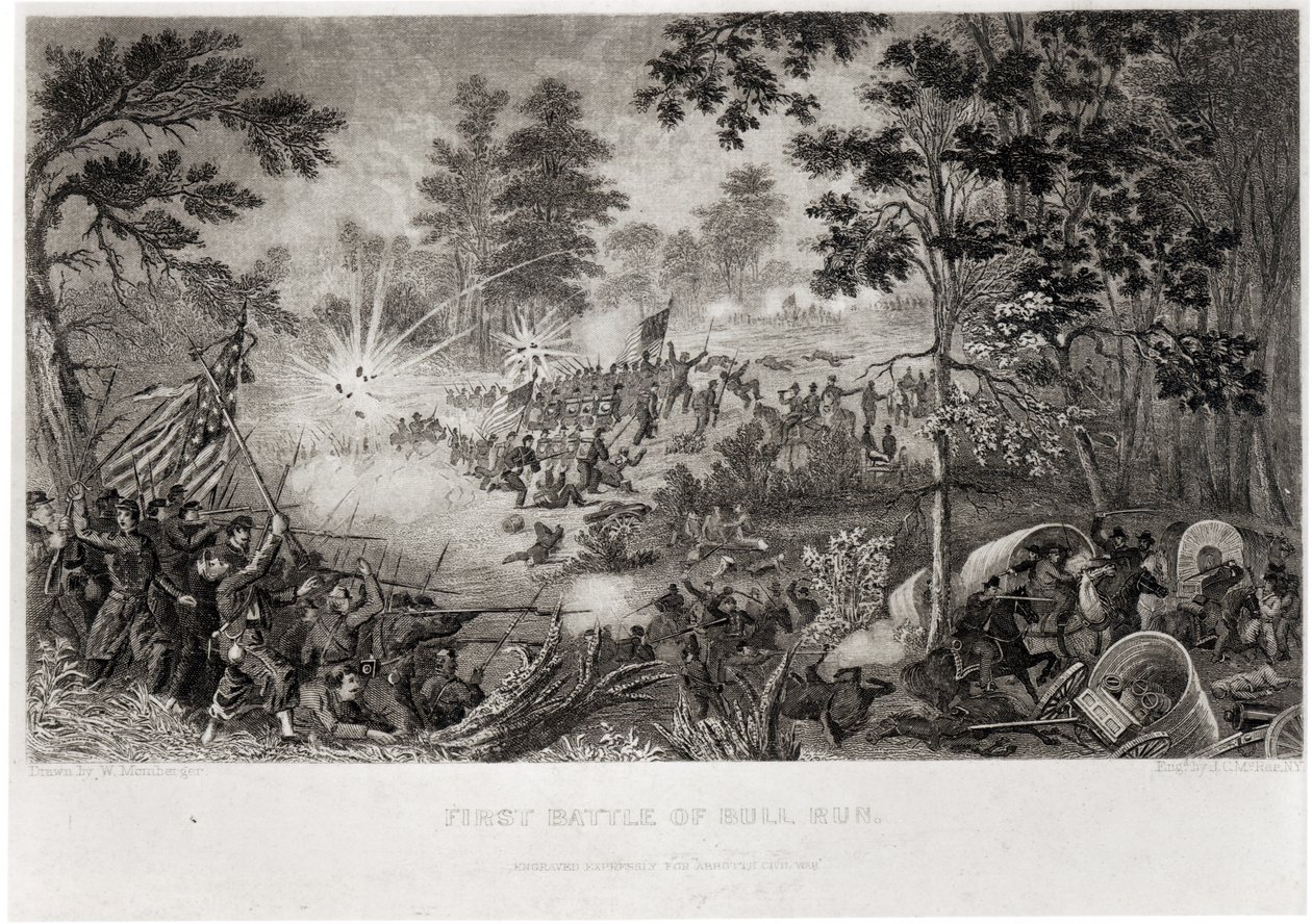 Det første slag ved Bull Run, 21. juli 1861, indgraveret af J.C. McRae af William Momberger