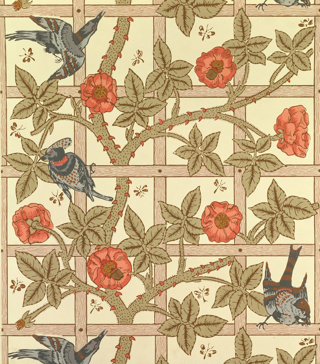 Blå og orange espalier tapet design, 1864 af William Morris