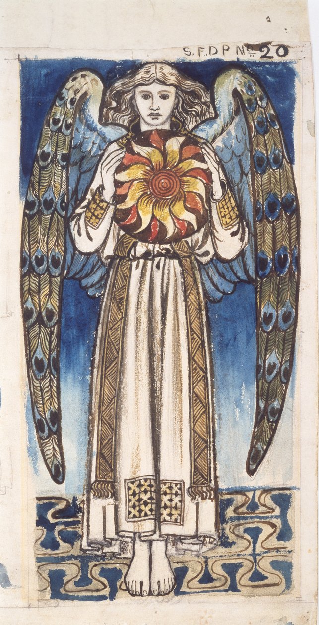 Dag: Angel Holding a Sun, ca. 1862-64 (wc og blyant på papir) af William Morris