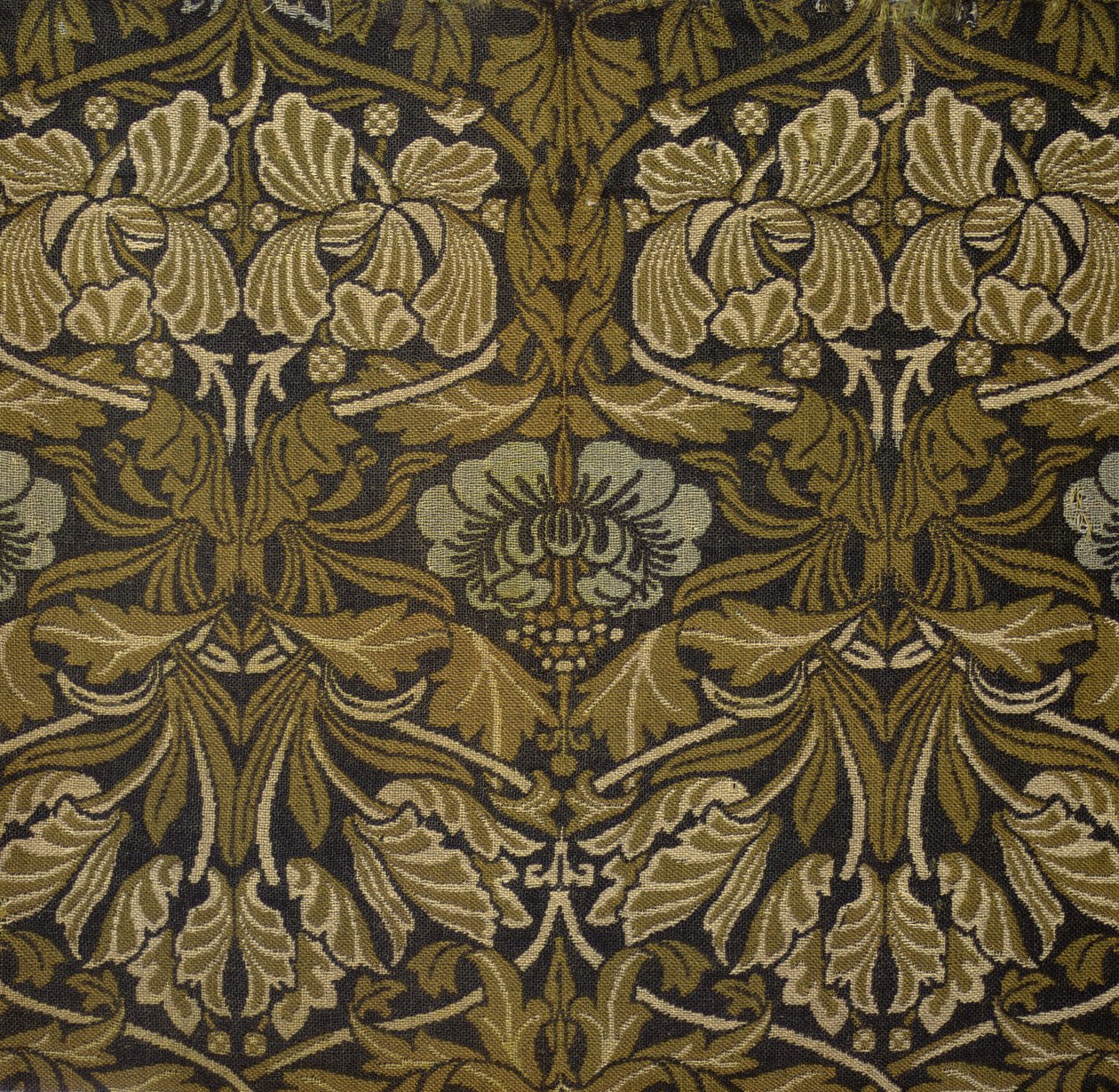Detalje af et gardin, Tulip og Rose Design (bomuld) af William Morris