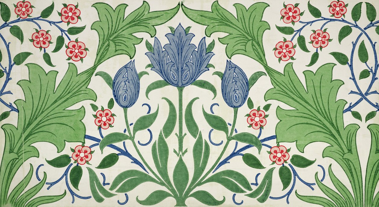Blomster tapet design af William Morris