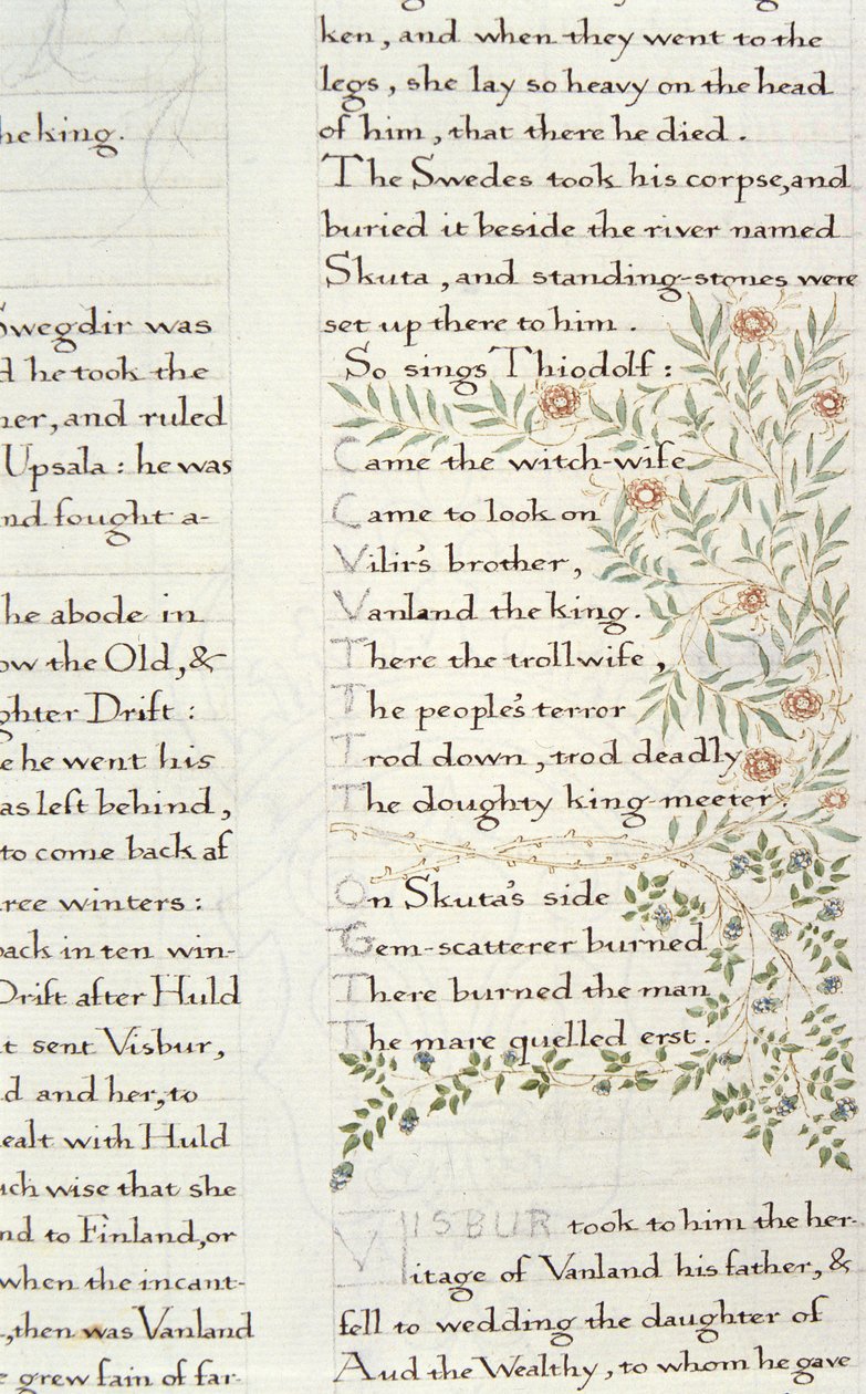 Fragment fra The Story of The Ynglings af William Morris