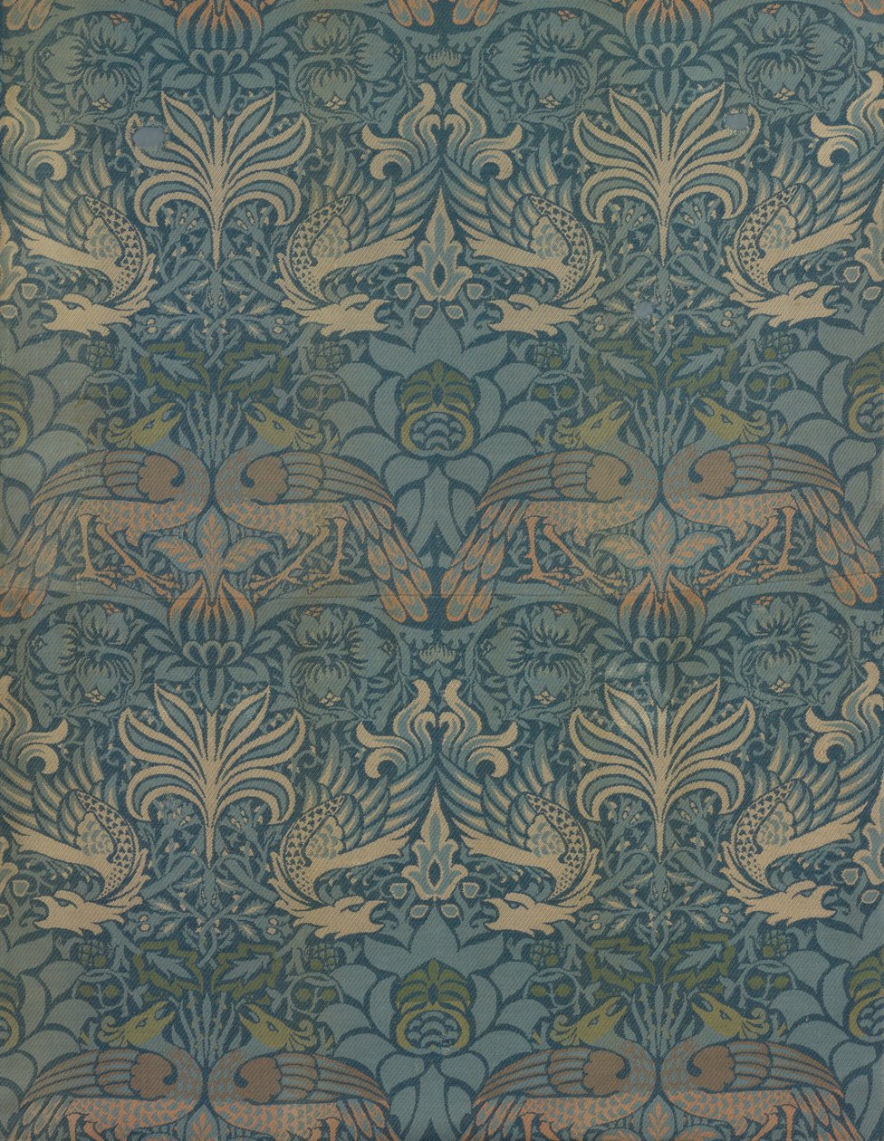 Panel med berettiget påfugl og drage af William Morris