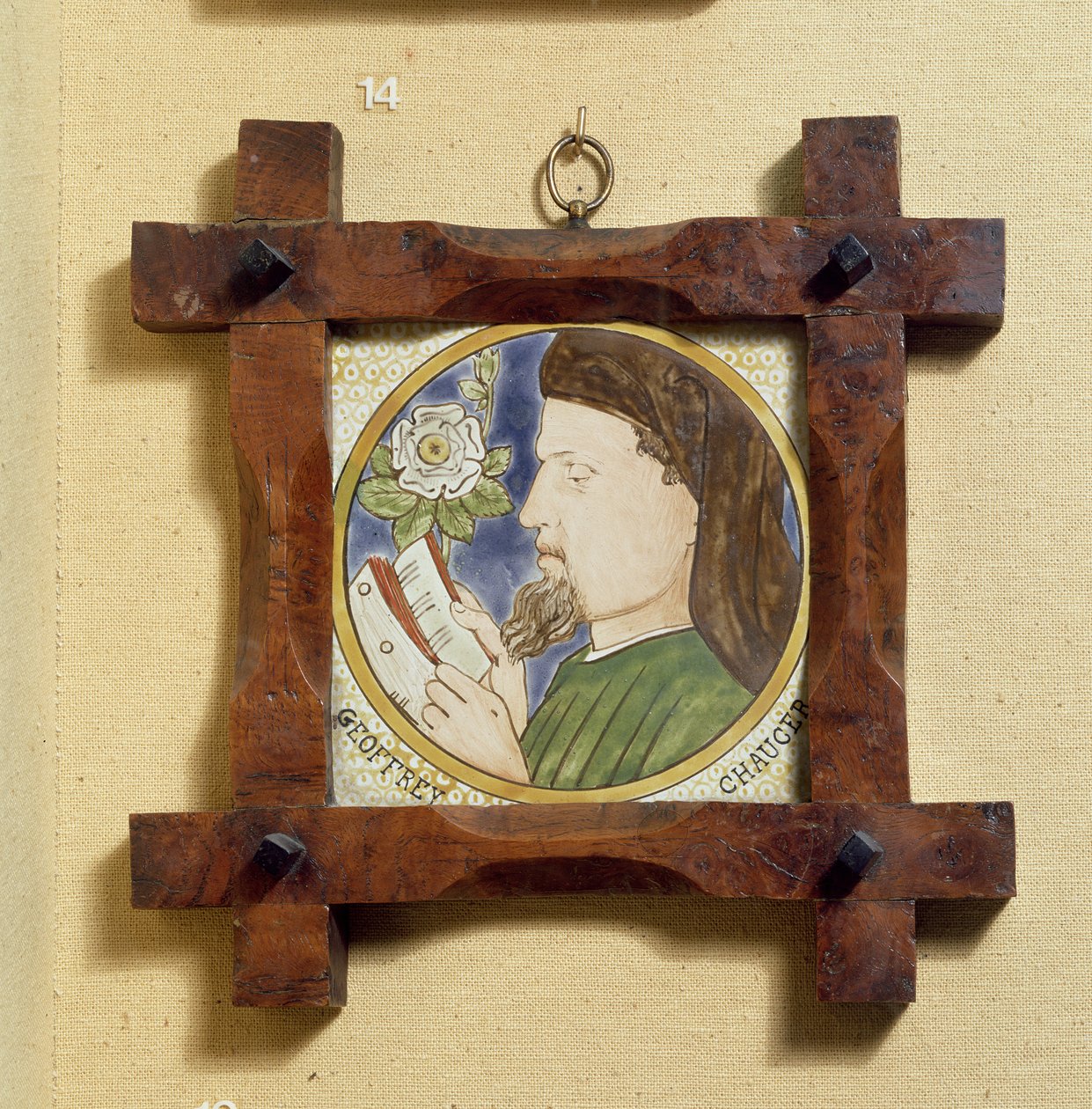 Portræt af Geoffrey Chaucer (ca.1340-1400) (keramisk flise) af William Morris