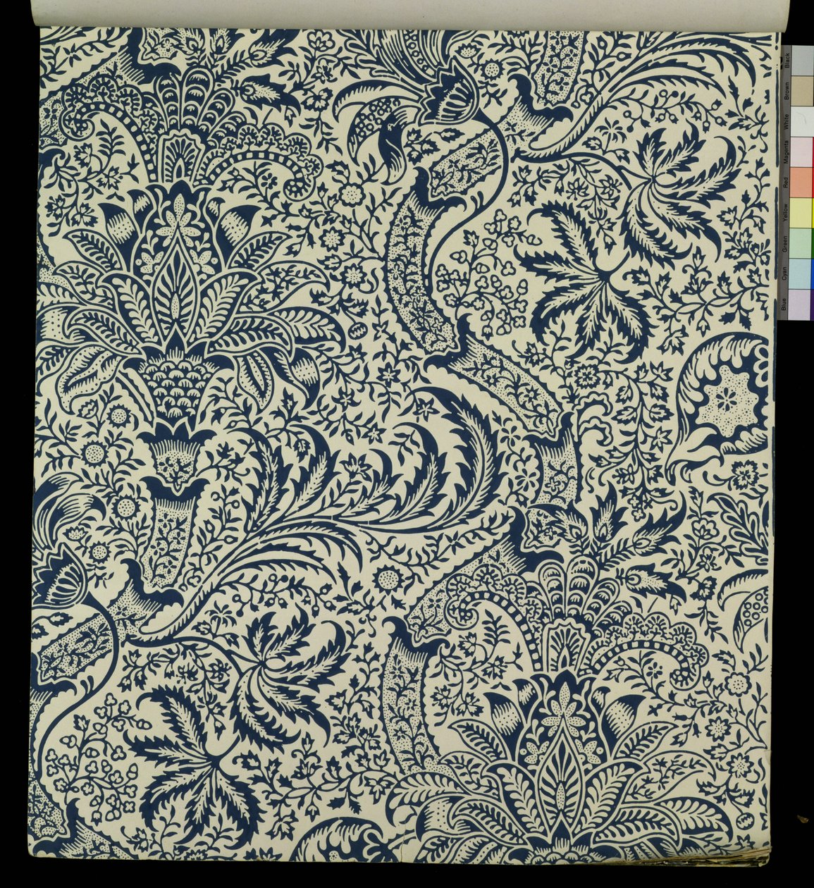 Tapet med marineblåt tang stil design af William Morris