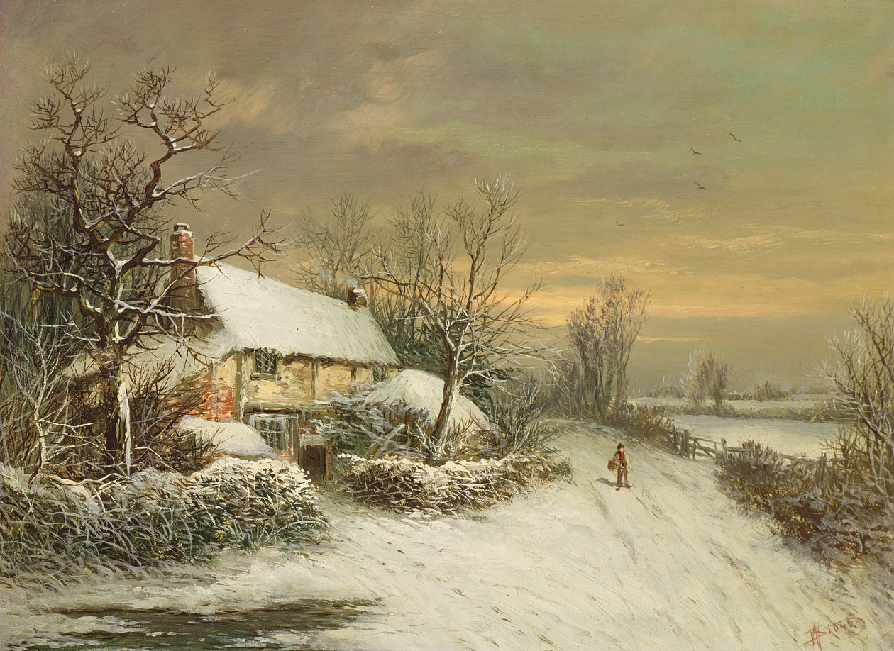 Et sommerhus om vinteren, 1800-tallet af William Oliver Stone