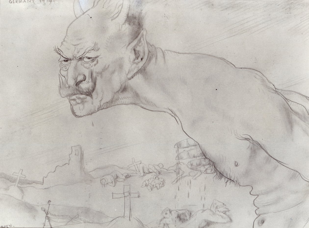 Kaiser Wilhelm som Djævelen, 1914 af William Orpen