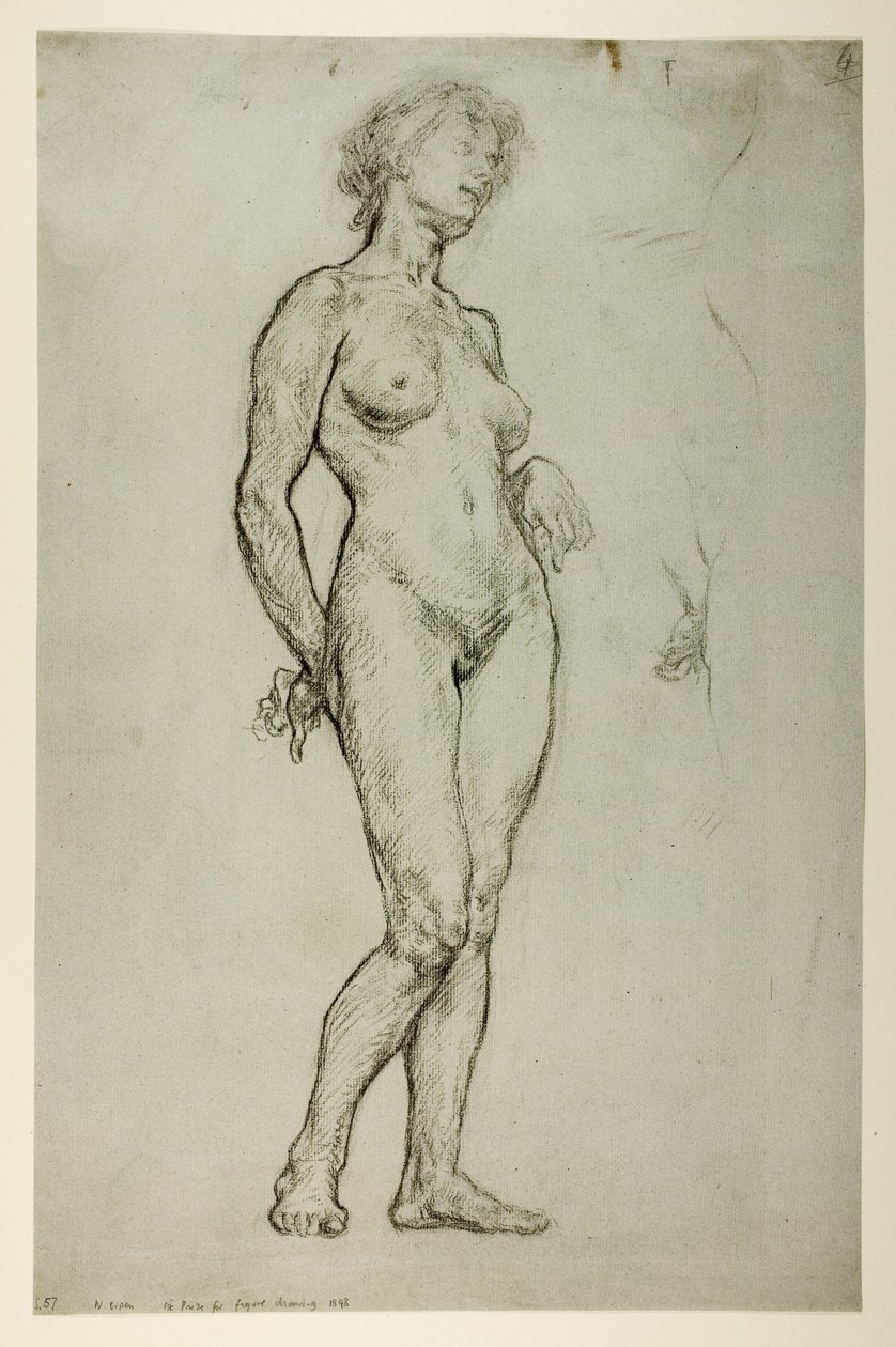 Studie af en kvindelig figur, 1898 (kridt på papir) af William Orpen