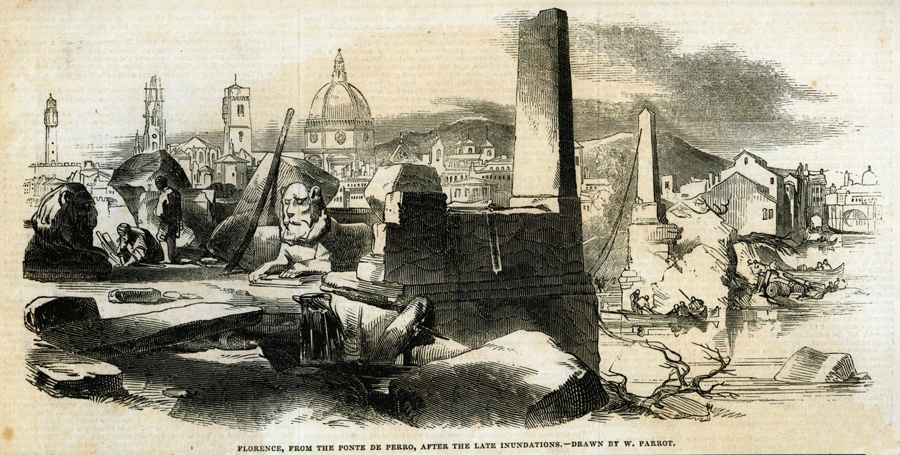 Firenze, fra Ponte de Perro, efter sene oversvømmelser, fra 